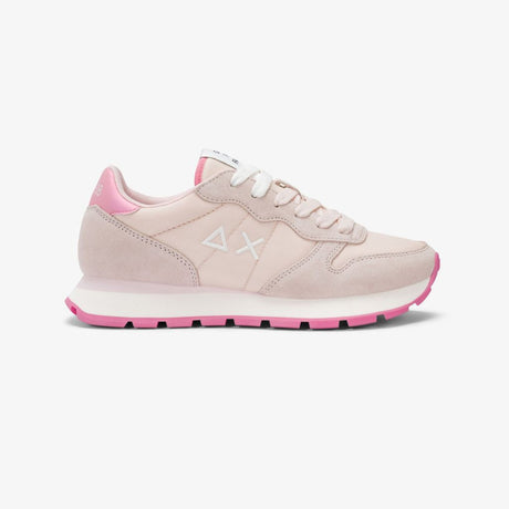 Sneaker Sun68 Ally Solid rosa donna - mesh con riporti scamosciati, logo bianco e laccio intercambiabile