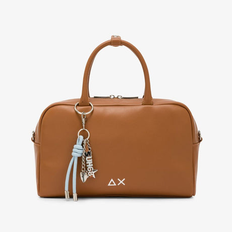 Borsa case bag Sun68 Premium cammello donna in ecopelle - manico, tracolla e doppia tasca zip, 31x22cm