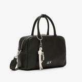 Borsa case bag Sun68 Premium nera donna in ecopelle - manico, tracolla e doppia tasca zip, 31x22cm