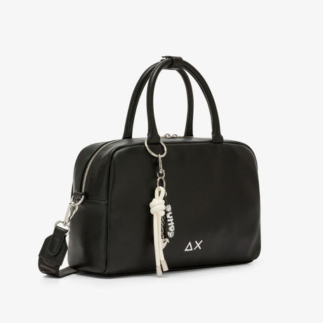 Borsa case bag Sun68 Premium nera donna in ecopelle - manico, tracolla e doppia tasca zip, 31x22cm