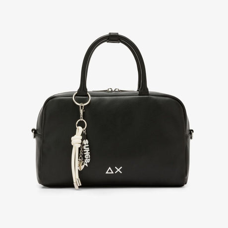 Borsa case bag Sun68 Premium nera donna in ecopelle - manico, tracolla e doppia tasca zip, 31x22cm