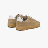 Sneaker donna Sun68 California beige in suede con lacci rosa, fiori intrecciati, charm dorato e suola in gomma coordinata