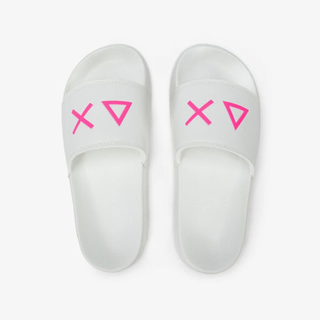 Ciabatte Sun68 in bianco con logo fuxia. Design minimalista e versatile, perfette per il comfort quotidiano