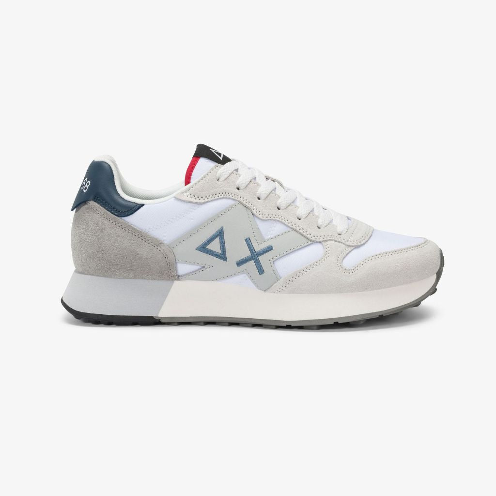Sneaker Sun68 Jaki 2.0 Solid blu uomo - mesh con riporti scamosciati grigi e logo laterale