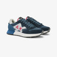 Sneaker Sun68 Jaki 2.0 Solid blu uomo - mesh con riporti scamosciati grigi e logo laterale