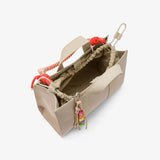 Midi bag Sun68 Everyday beige donna in poliestere - manico corto, tracolla e portachiavi, 40x32cm