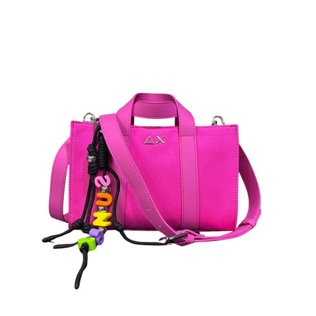Borsa Sun68 Mini Bag Everyday fuxia in poliestere con chiusura a sacchetto, tracolla colorata intercambiabile, manico corto e portachiavi coordinato.