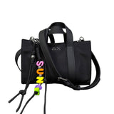 Borsa Sun68 Mini Bag Everyday nero in poliestere con chiusura a sacchetto, tracolla colorata intercambiabile, manico corto e portachiavi coordinato.