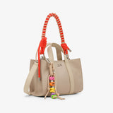 Mini bag Sun68 Everyday beige donna - manico corto, tracolla colorata e portachiavi