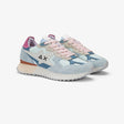 Sneaker donna Sun68 Stargirl azzurra in tessuto celeste con inserti scamosciati blu e azzurro e logo nero laterale