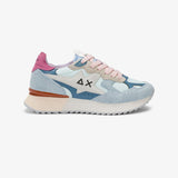 Sneaker donna Sun68 Stargirl azzurra in tessuto celeste con inserti scamosciati blu e azzurro e logo nero laterale