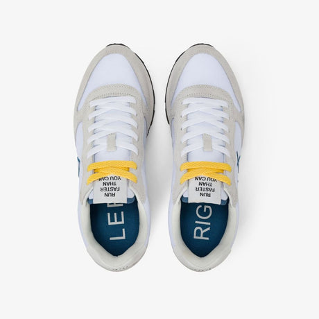 Sneaker Sun68 Tom Solid bianca uomo - pelle con riporti scamosciati e logo laterale