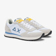 Sneaker Sun68 Tom Solid bianca uomo - pelle con riporti scamosciati e logo laterale
