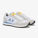 Sneaker Sun68 Tom Solid bianca uomo - pelle con riporti scamosciati e logo laterale