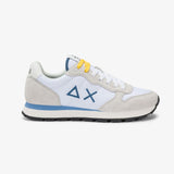 Sneaker Sun68 Tom Solid bianca uomo - pelle con riporti scamosciati e logo laterale