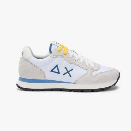 Sneaker Sun68 Tom Solid bianca uomo - pelle con riporti scamosciati e logo laterale