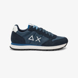 Sneaker Sun68 Tom Solid blu uomo - pelle con riporti scamosciati e logo laterale