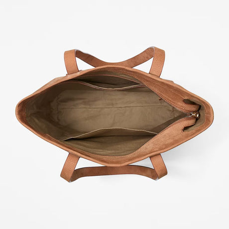 Borsa tote in nabuck zigrinato con manici in pelle e dettagli in metallo dorato opaco.
