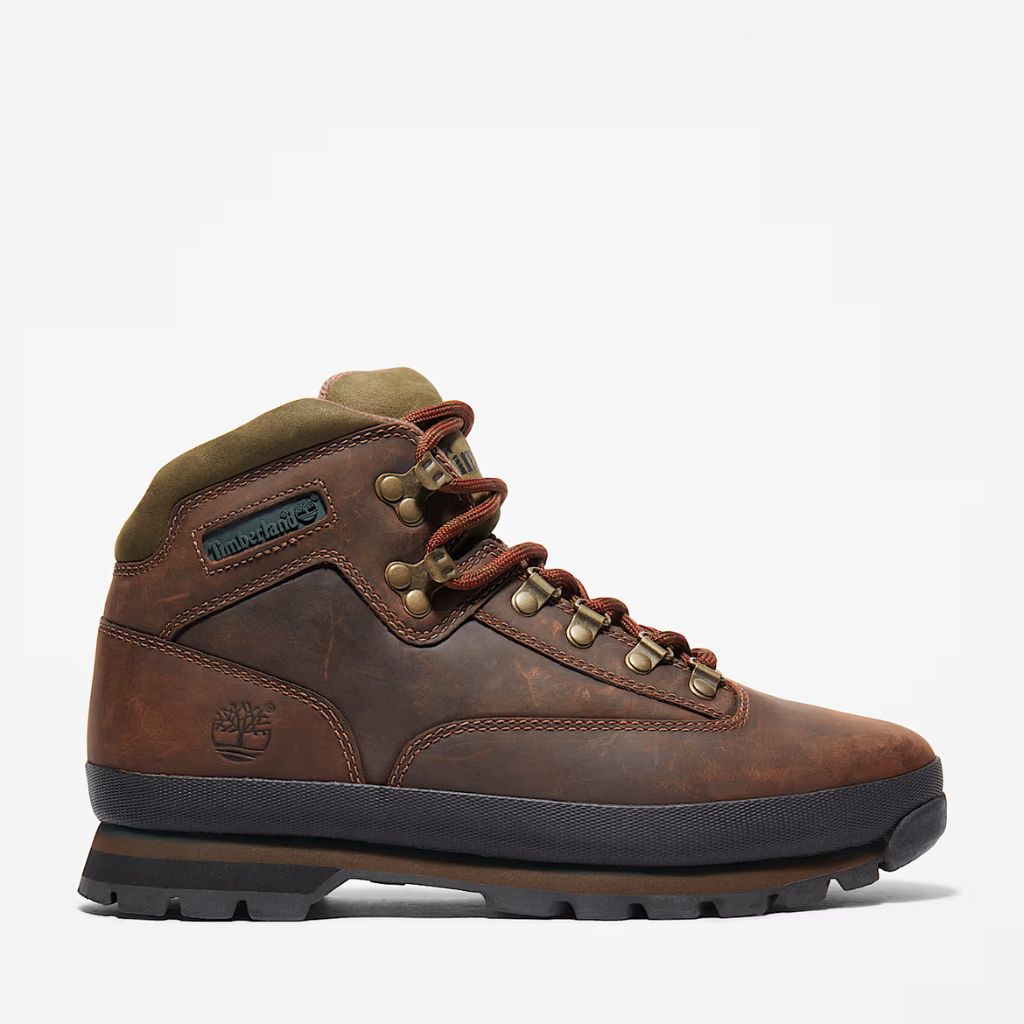 Scarponcino Timberland Euro Hiker marrone con collo verde