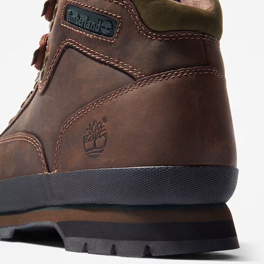 Scarponcino Timberland Euro Hiker marrone con collo verde