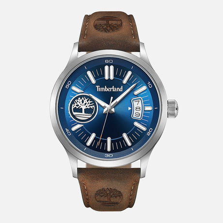 Orologio Timberland blu cinturino pelle marrone