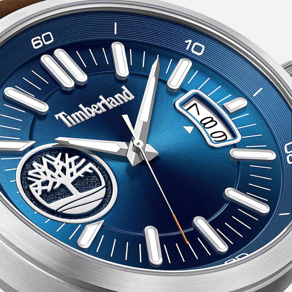 Orologio Timberland blu cinturino pelle marrone