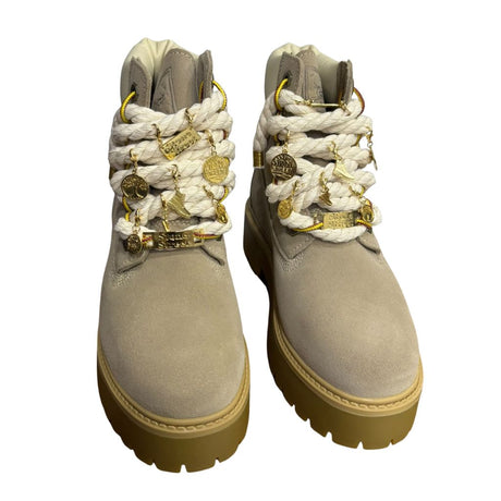 Stivale Timberland Platform Stone Street in suede beige sabbia con lacci a corda