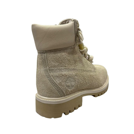 Scarponcino Timberland beige in suede con lacci a corda decorati con brillantini