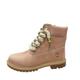 Stivale Timberland rosa con maxi lacci glitterati écru