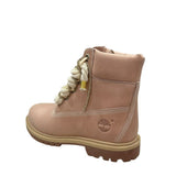 Stivale Timberland rosa con maxi lacci glitterati écru