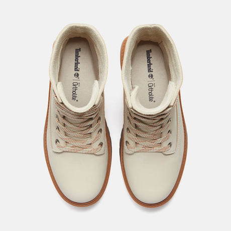 Stivaletto Timberland platform panna in nabuk, risvoltabile con suola maxi