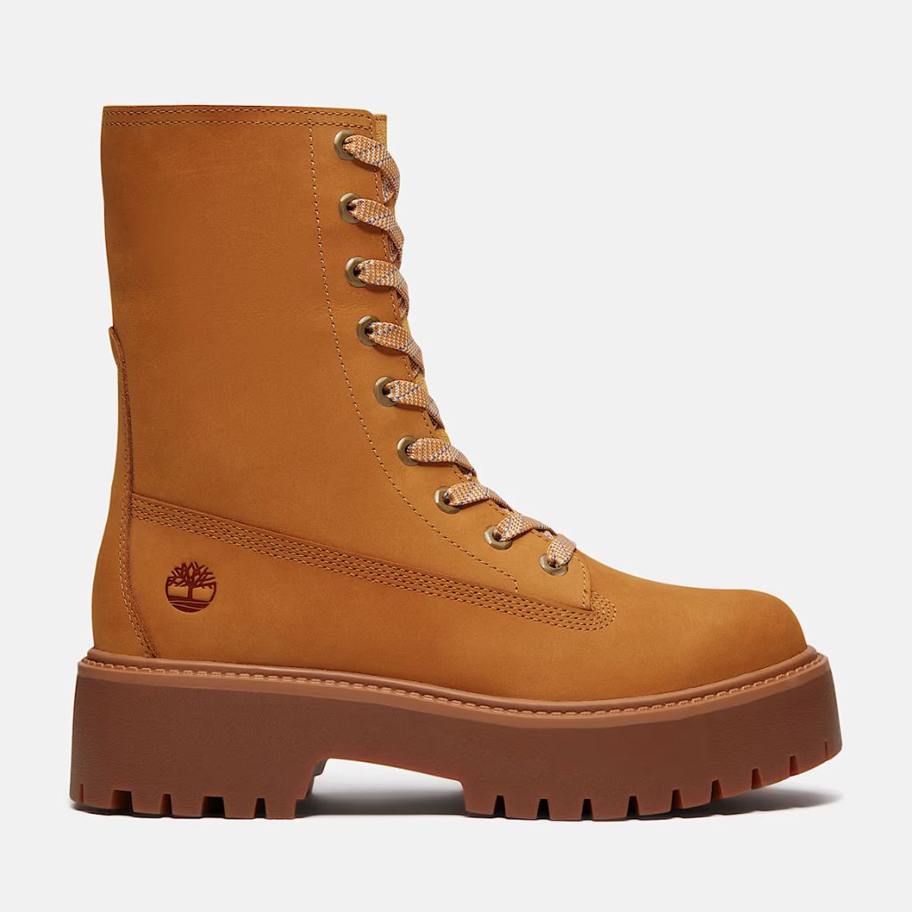 Stivaletto Timberland platform giallo grano in nabuk, risvoltabile con suola maxi