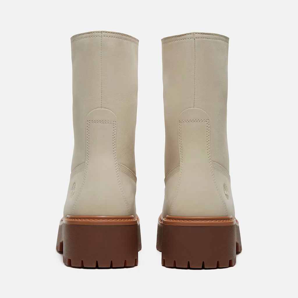 Stivaletto Timberland platform panna in nabuk, risvoltabile con suola maxi
