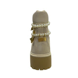 Scarponcino Timberland Stone Street beige in suede con perle, charm dorati e suola platform