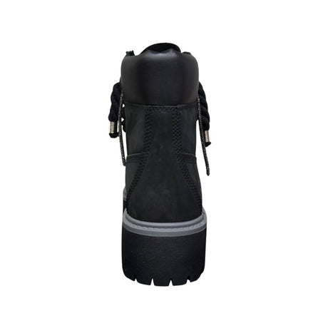 Stivale Timberland Stone Street platform in nubuck nero con lacci a corda neri con filo glitter.