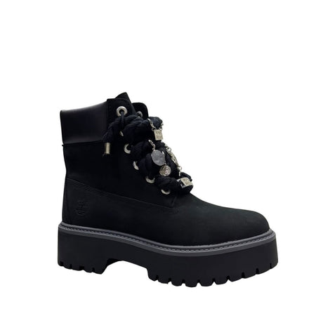 Stivale Timberland nero con maxi lacci e charm argentati