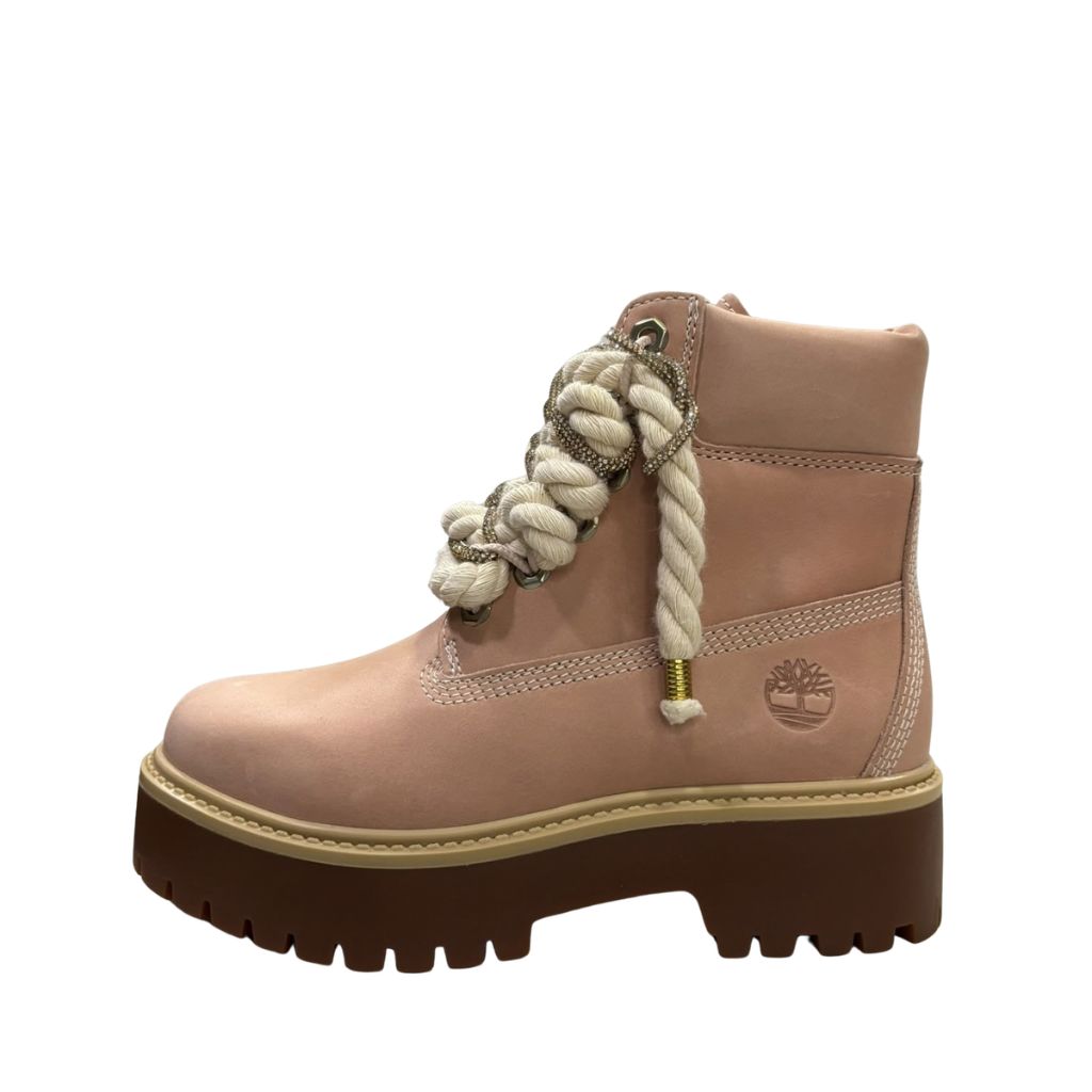 Stivale Timberland Stone Street rosa con lacci corda oro