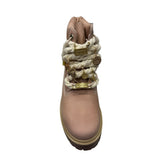 Scarponcino Timberland Stone Street rosa con lacci a corda e charms