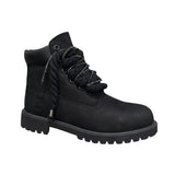 Stivale Timberland in nubuck nero total black con lacci a corda neri con filo glitter.