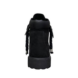Stivale Timberland in nubuck nero total black con lacci a corda neri con filo glitter.