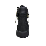 Stivale Timberland in nubuck nero con lacci a corda neri e laccio glitter.