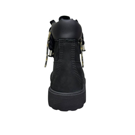 Stivale Timberland in nubuck nero con lacci a corda neri e laccio glitter.