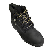 Stivale Timberland in nubuck nero con lacci a corda neri e laccio glitter.