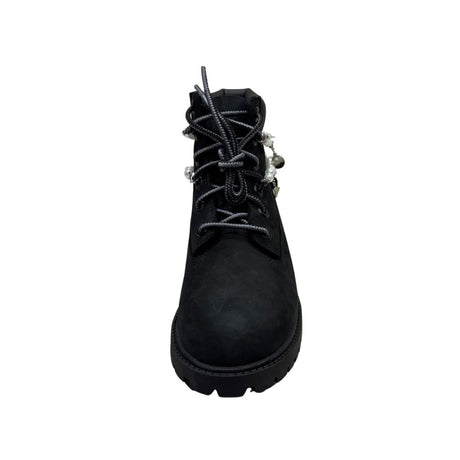 Timberland Stivaletto nero in nubuck con doppio giro di perle e suola carrarmato