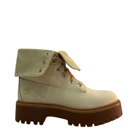 Stivaletto Timberland platform panna in nabuk, risvoltabile con suola maxi