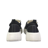 Sneaker uomo Unsolved tela nera cap toe suola e lacci beige