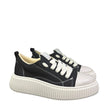 Sneaker uomo Unsolved tela nera cap toe suola e lacci beige