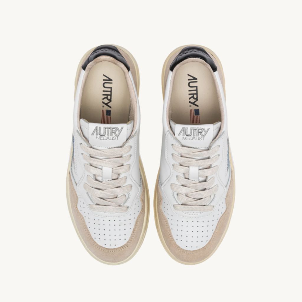 Autry Sneakers Medalist Low In Pelle Bianco e Nero Aulm LS21