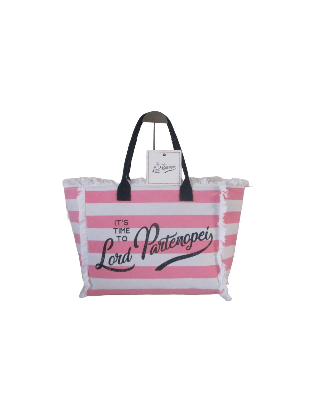 Borsa Grande "Lord Partenopei" Mare Rigata Bianco/Rosa