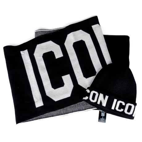 ICON Box Cappello + Sciarpa Nero Logo Grande ICXF2W6B0X3
